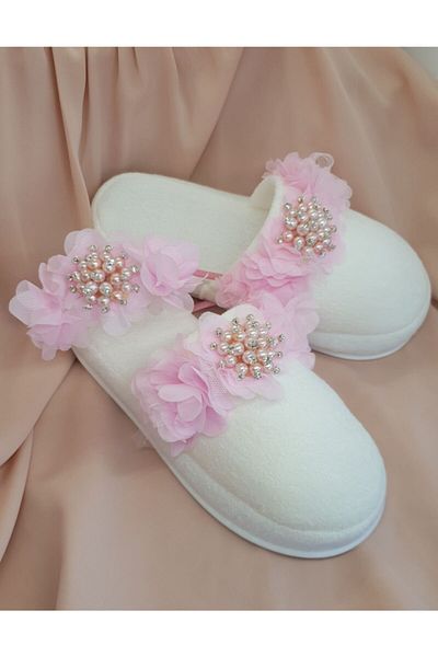 Melkady Aksesuar Women's White and Pink Floral Elegant Brooch Maternity Set - 2 Pieces