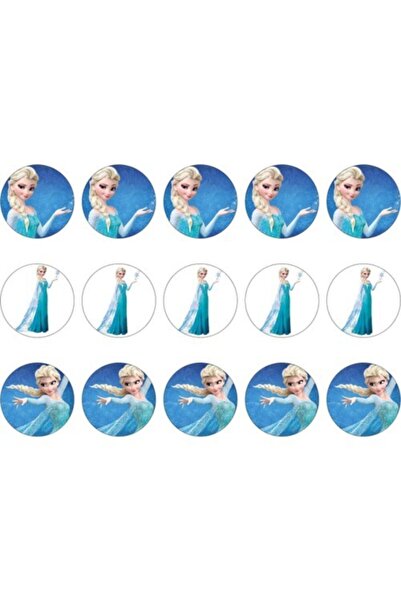 velomy Elsa Karlar Kraliçesi Cupcake Kurabiye Üstü Resim