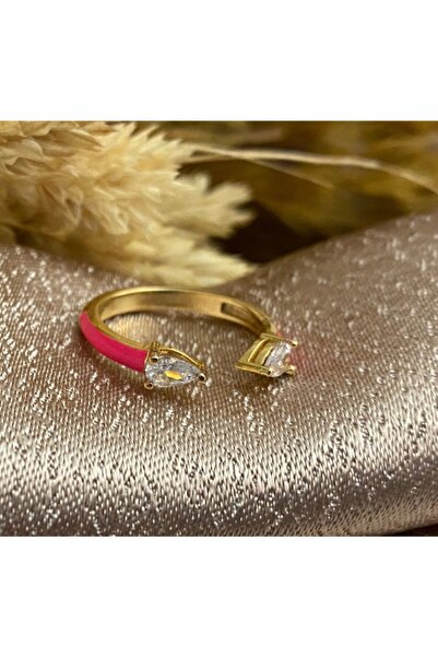 Markiz Takı خاتم نسائي وردي بحجر مزدوج