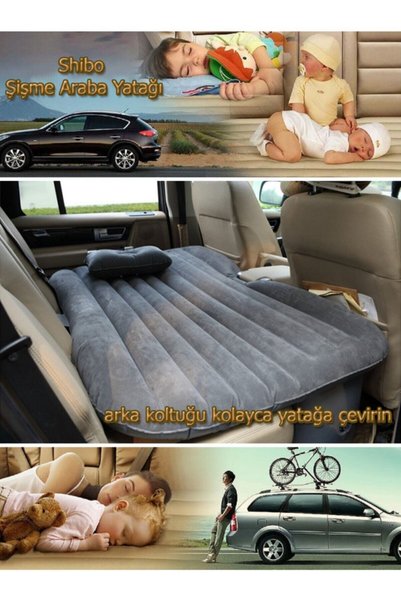 Generic Brand Inflatable Car Seat Bed Black - Inflatable Mattress with Pump Gift for Automobile Back Seat