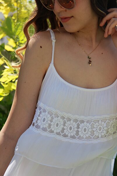 Bohemian Women's White Adjustable Strap Natural Dress