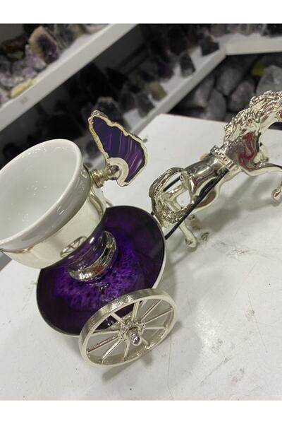 Angel Tasarım Doğaltaş Atlı Kahve Seti