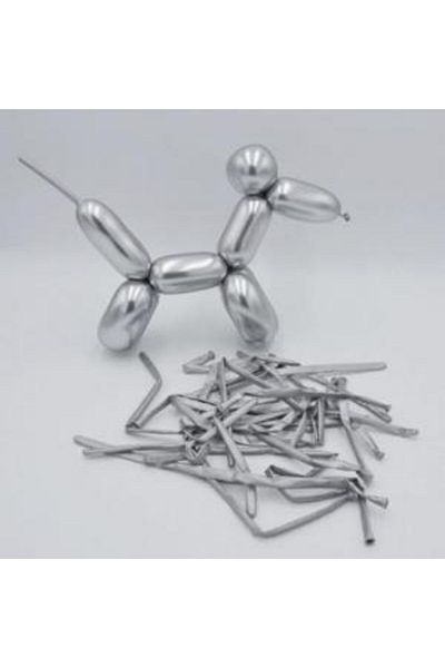 kidspartim Silver Chrome Sausage Balloon 5 Pieces