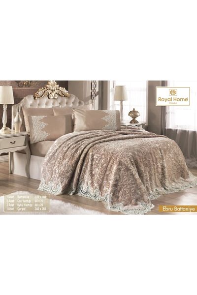 Royal Home French Lace 6 Piece Blanket Set-ebru Mink