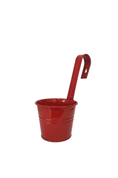 bimbambom Metal Askılı Bahçe Balkon Saksı Küçük Kırmızı Duvar Saksısı Ferforj...