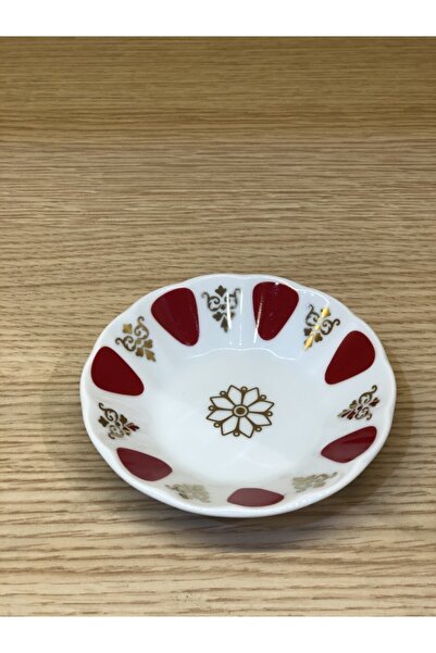 Güral Porselen Porcelain Red Coffee Pot Tea Plate 6 Plates