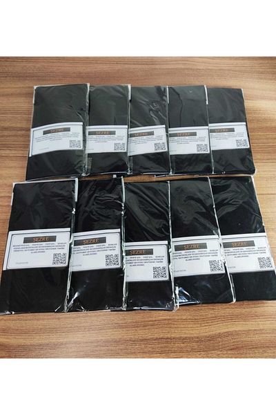 Pamuk 10 Pieces Plain Combed Hijab Black Bonnet