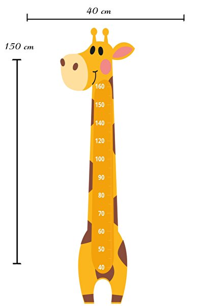 Sepet Yıldızı Zürafa Çocuk Odası Boy Ölçer Sticker 40x150 cm