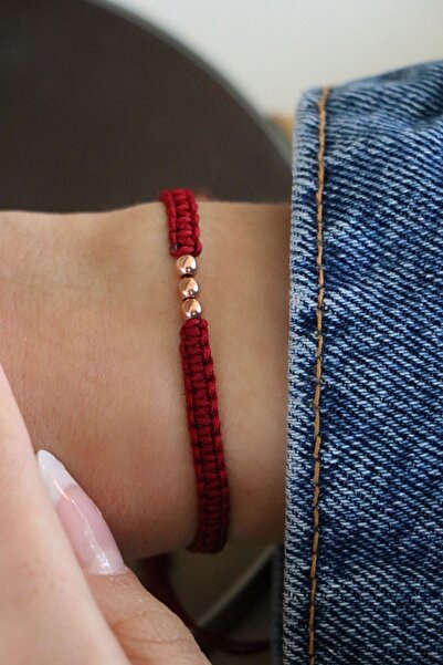 Garvin İstanbul Kadın Bordo Top İp Bileklik