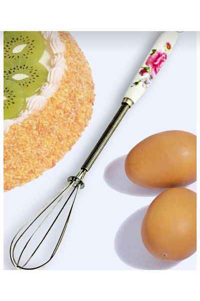 Enfa Metal Mini Whisk with Porcelain Handle 19 cm