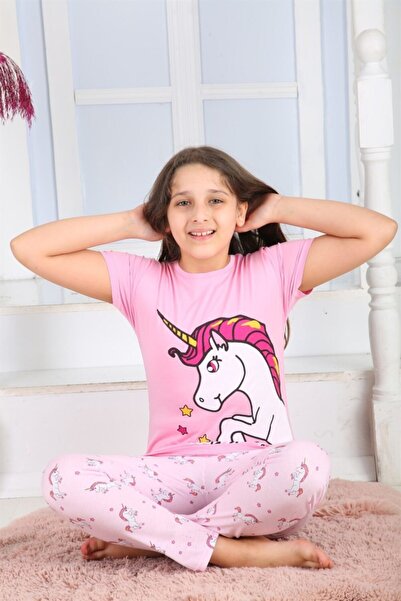 feyzamavm Kız Çocuk Unicorn Pijama Takımı