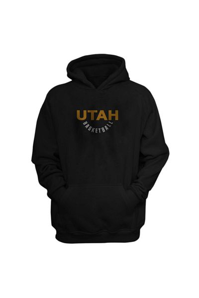 usateamfans Мъжки черен суитшърт с качулка Utah