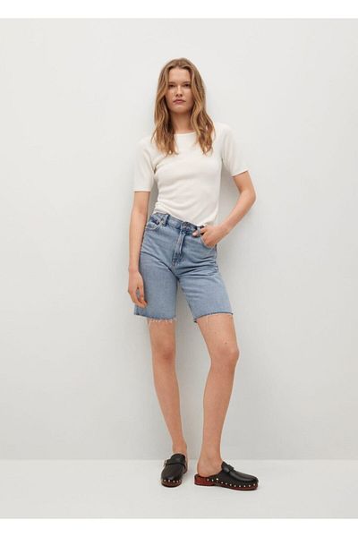 MANGO Woman Women's Ecru Slit Knitted Top