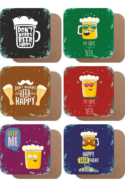 Hayat Poster Wooden Coasters Set of 6
