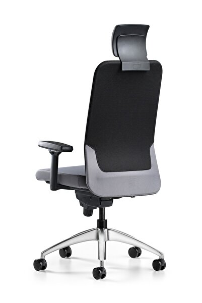 Bürotime 3d Kol Krom Ayak Siyah Antrasit Comfy Başlıklı Çalışma Koltuğu