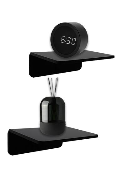 Turkuaz Siyah Akrilik Dekoratif Raf 15cm (2'Lİ PAKET)