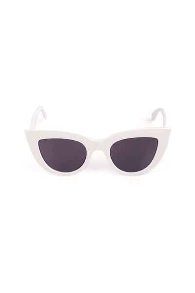 Nilu Moda Thick Framed Design Cat Eye White Women's Sunglasses