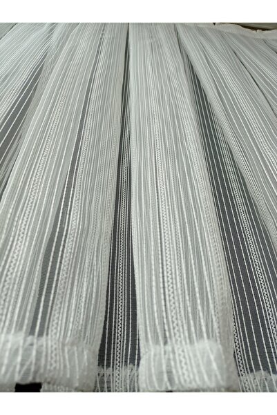 DNZEVGEREÇLERİ Çizgili Modern Tül Perde Kısa Boy 1/3 Pileli