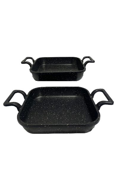 Eda Cast Granite Coated Square Bowl Set of 2 (20-22) Cm