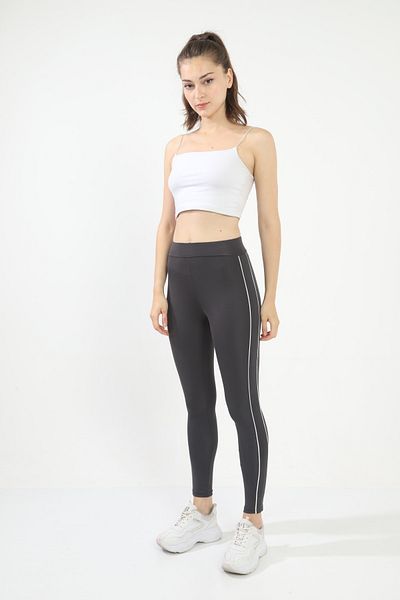 Grenj Fashion Colanți Antracit Diver Side alb cu talie înaltă