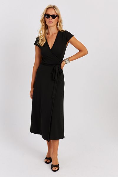 Cool & Sexy Schwarzes zweireihiges Midi-Damenkleid EY2785