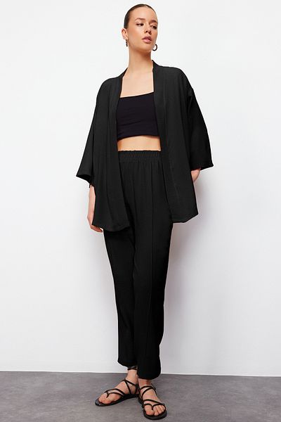 Trendyol Collection Black Kimono and Trousers Set - Twoss24Au00037