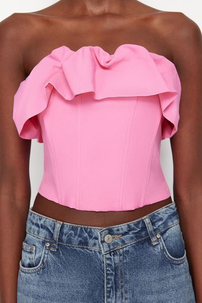 Trendyol Collection Rózsaszín fűző részletes szövésű mellszobor TPRSS24BS00011