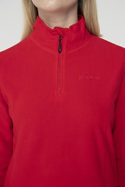 2AS Дамска поларна блуза с половин цип Pinna, червена