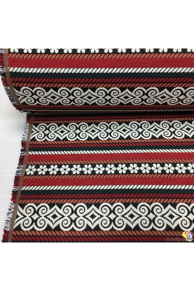 Renk Tekstil Anatolia Etnik Dokuma Kumaş Kilim Desenli