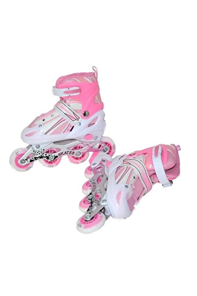 Depomiks Avm Adjustable Pink Practice Metal Skates And Helmet Knee Pad Elbow Pad Protector Set With Bag Gift