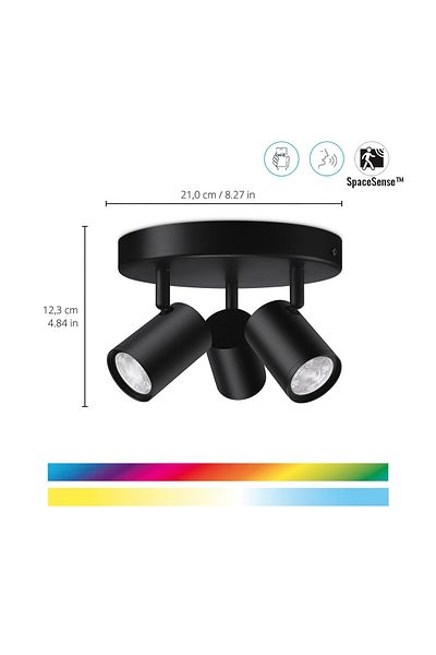 Wiz Imageo Spots 3X5W Round/Black (Rgb Light)
