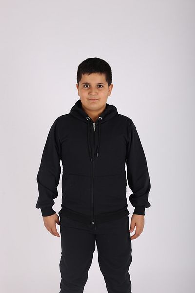 han elegant Set de trening din 2 piese cu fermoar pentru buzunar cangur