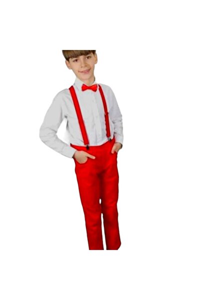 trenddünya Boy's Shirt-Pants- Bow Tie-Strap Four Pieces Suit-23 April-29 October School Performance