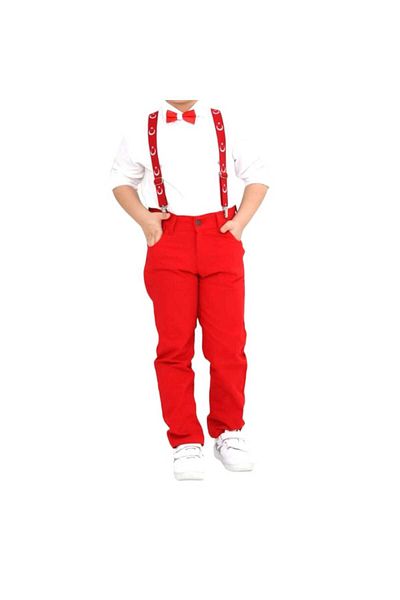 trenddünya Boy's Shirt-Pants- Bow Tie-Strap Four Pieces Suit-23 April-29 October School Performance