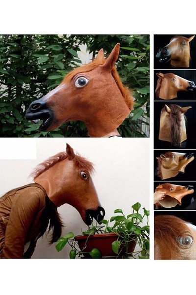 SYNOPE Αποκριάτικη μάσκα φάρσας Cosplay Latex Horse Head Φρικτή αστεία ζωική στολή