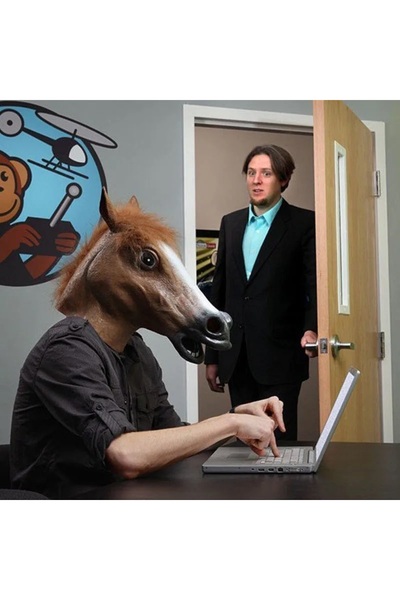 SYNOPE Αποκριάτικη μάσκα φάρσας Cosplay Latex Horse Head Φρικτή αστεία ζωική στολή
