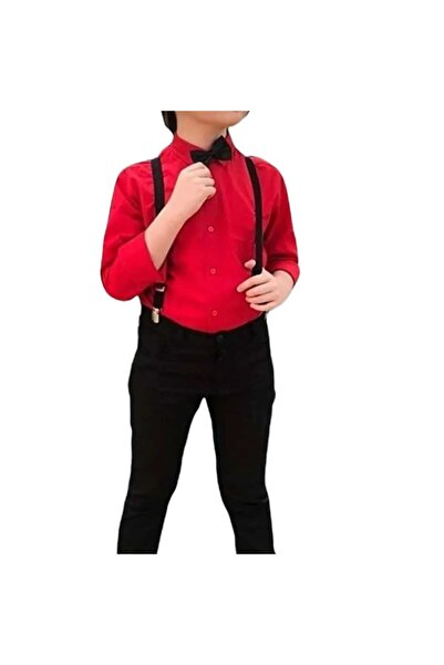 trenddünya Риза-панталон за момче - Костюм от четири части с папионка и презр...