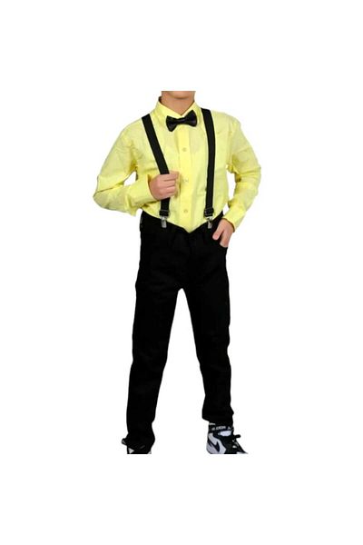 trenddünya Boy's Shirt-Pants- Bow Tie-Strap Four Pieces Suit-23 April-29 October School Performance