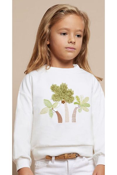 MAYORAL Summer Girl Embroidered Long Sleeve Sweat T-shirt