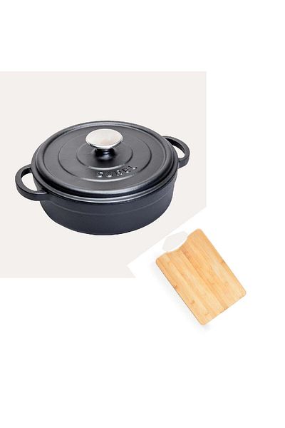 Sürel Demirdöküm 24 cm Short Pot Black Bamboo Cutting Board