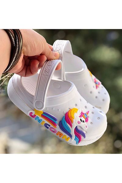Pandalina Girl's Unicorn Figured Sandals Non-Slip Light Sole Luxury Children's Sandals Slippers