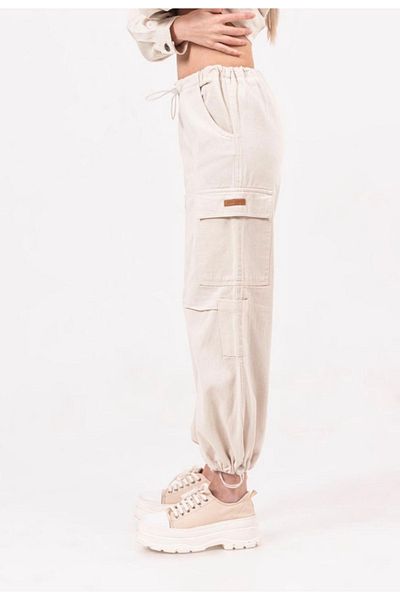 LOCO LOCO girl's cargo pants with elastic waisted legs