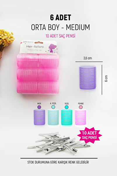 Gold Beauty 6 قطع من أدوات تجعيد الشعر بشريط فيلكرو - 10 قطع، أداة تجعيد الشع...