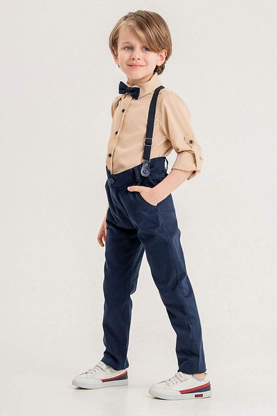 Gold Class Kidswear Salopetli Bowtie Cotton 4-Piece Boy's Shirted Set