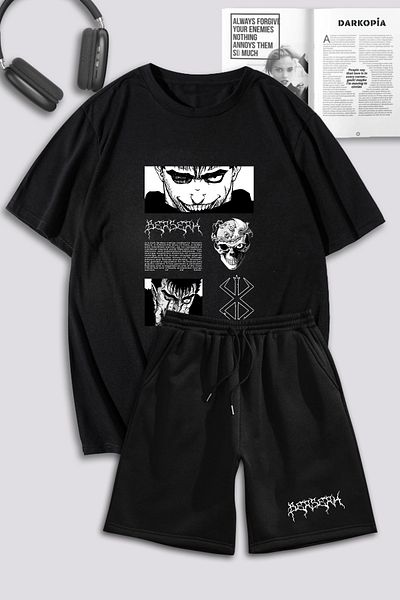 macklin Unisex Γυναικεία Ανδρικά Berserk Anime με τυπωμένο ειδικό σχέδιο Oversize Σετ φούτερ και σορτς