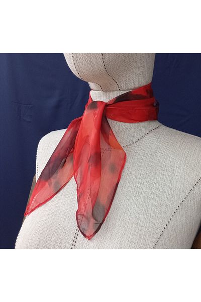 es moda shop Alaina Patterned Red-Black Chiffon Scarf Scarf