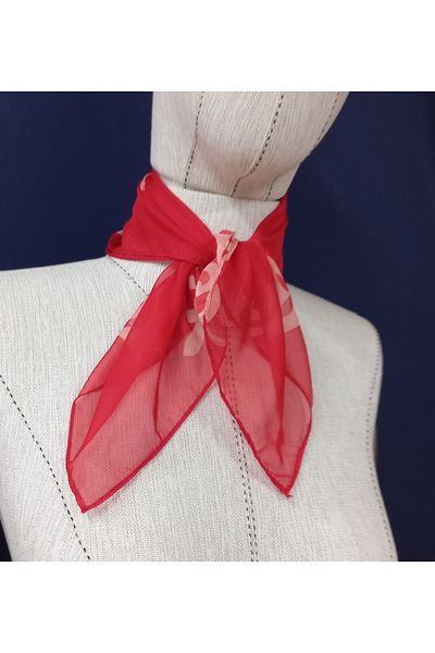 es moda shop Alaina Patterned Red-Beige Chiffon Scarf
