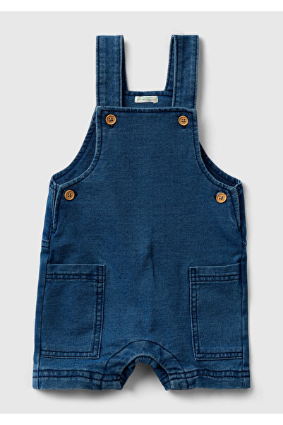 United Colors of Benetton Bebek Mavi Arka Yama Cebi Nakış İşlemeli Düğmeli De...