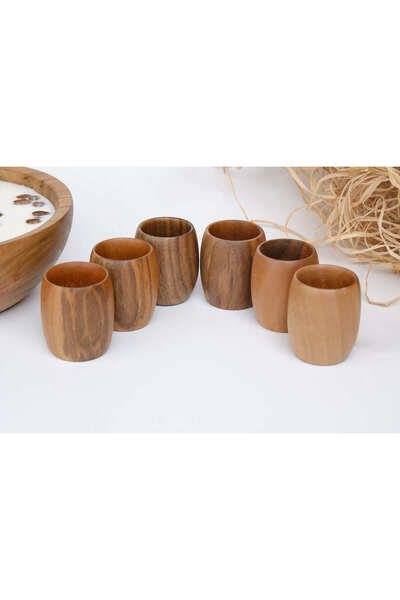 NATIVU Handmade Walnut Tree Shot Glasses Set (6 Pieces)