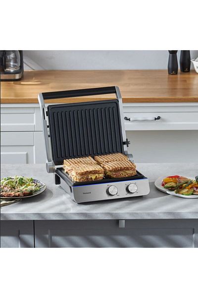 HOMEND Grilliant 1344H Inox Body, Cast Plate Toaster and Grill Machine